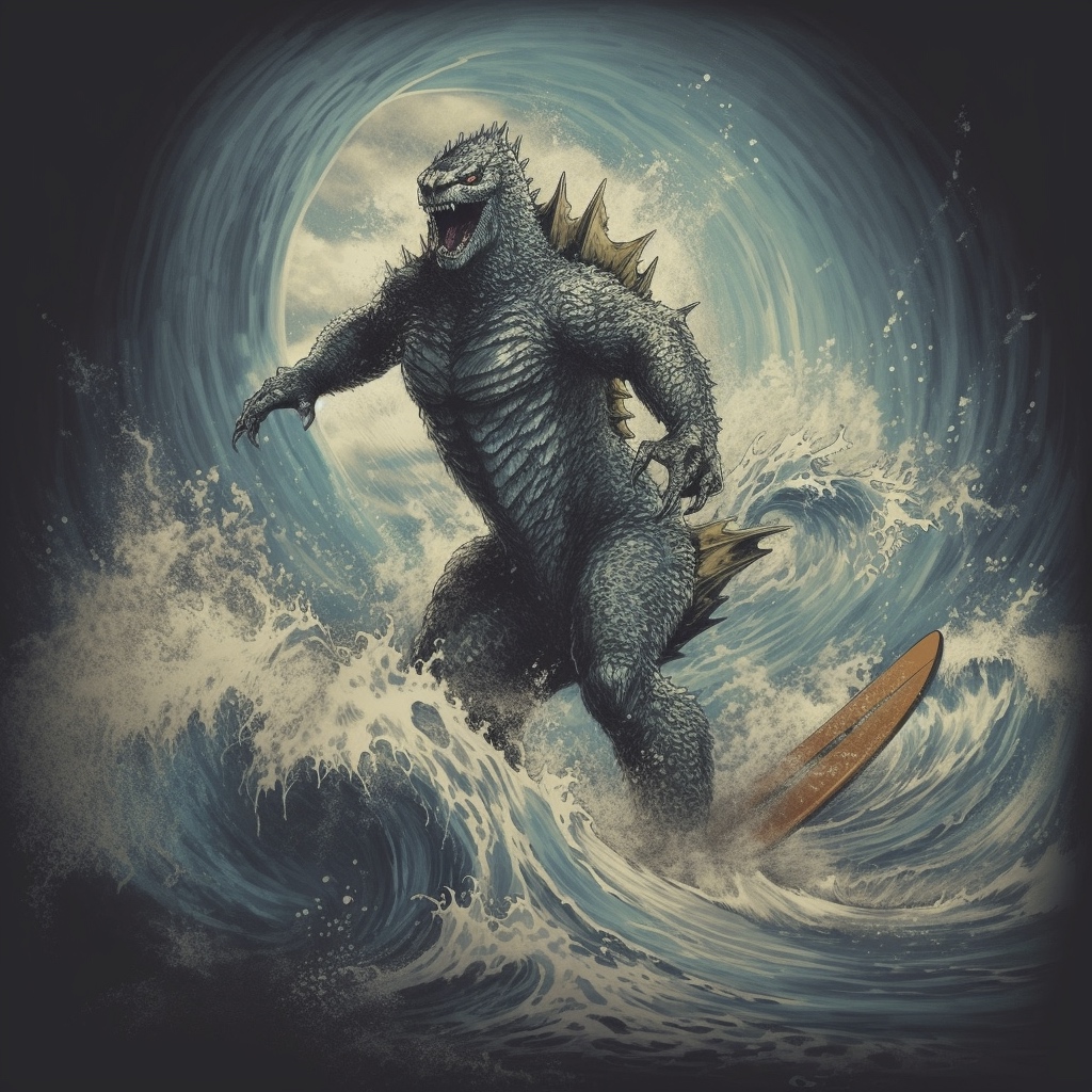 Renderman Godzilla surfing   quality 2   stylize 750   v 5 e19a3116 4933 483d b2dc 9c80cfc12db2 0