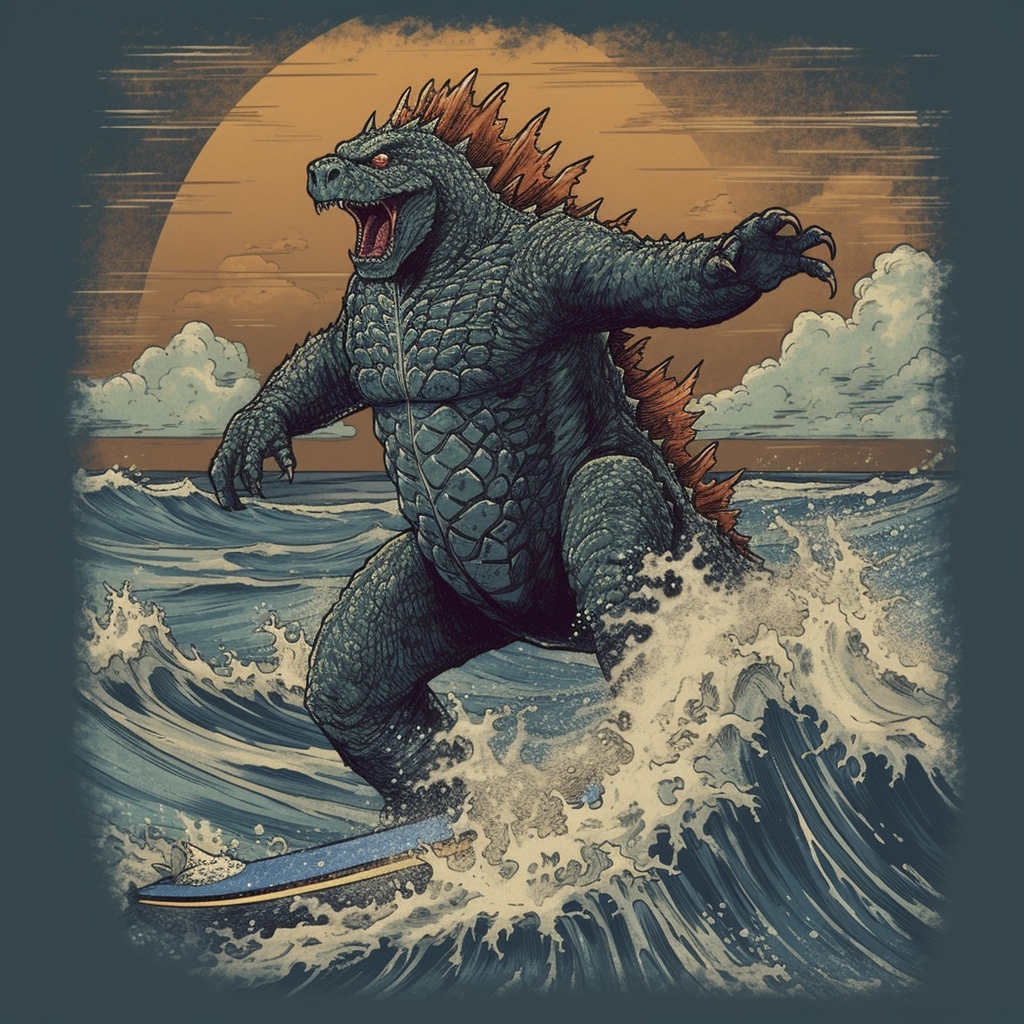 Renderman Godzilla surfing   quality 2   stylize 750   v 5 e19a3116 4933 483d b2dc 9c80cfc12db2 1