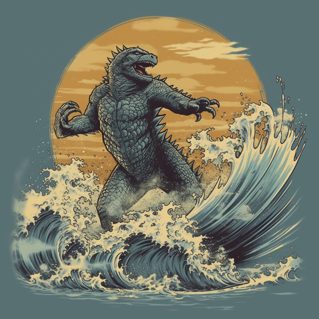 Renderman Godzilla surfing   quality 2   stylize 750   v 5 e19a3116 4933 483d b2dc 9c80cfc12db2 2