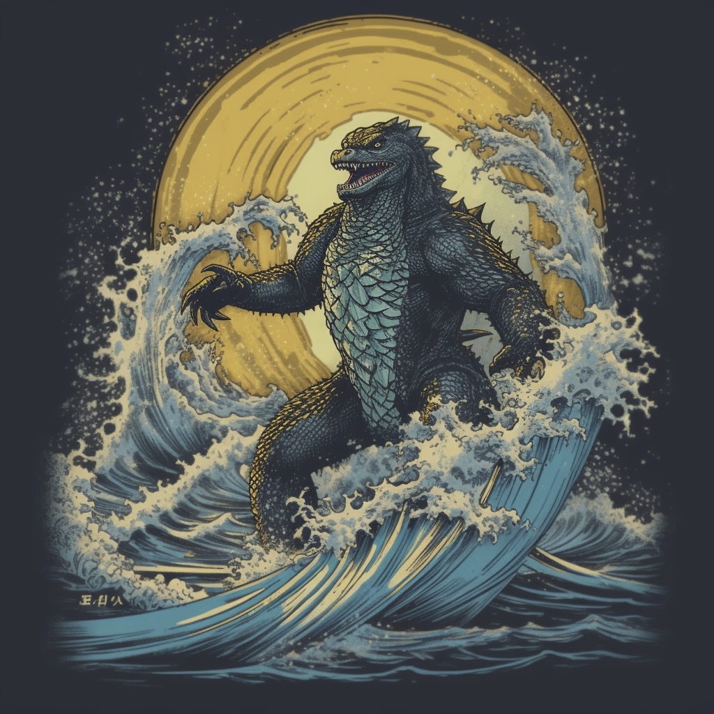 Renderman Godzilla surfing   quality 2   stylize 750   v 5 e19a3116 4933 483d b2dc 9c80cfc12db2 3