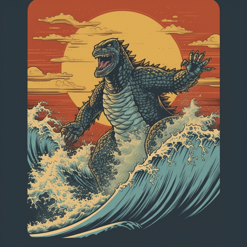 Renderman Godzilla surfing   quality 2   stylize 750   v 5 fad7212d 7598 4815 a860 1b0e2b827a5b 0