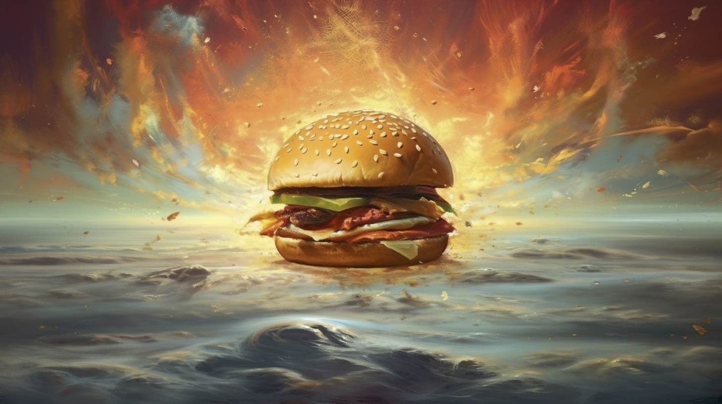 Renderman a cheeseburger  in the style of the Metaphysical ar 9f9b6a07 0bb4 4c37 8008 dfd9edd887fc 0