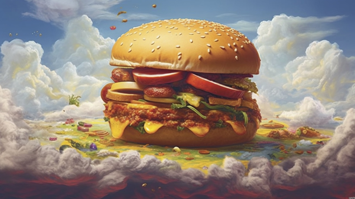 Renderman a cheeseburger  in the style of the Metaphysical ar 9f9b6a07 0bb4 4c37 8008 dfd9edd887fc 1