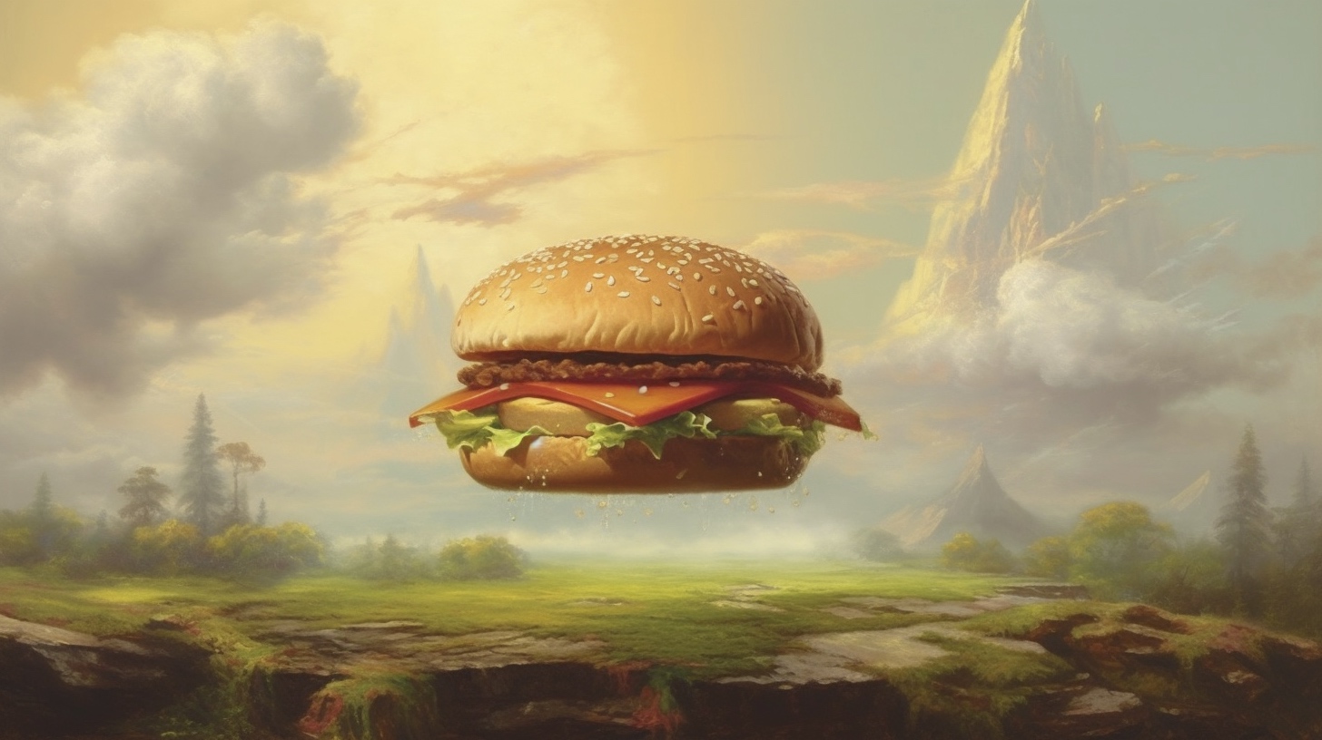 Renderman a cheeseburger  in the style of the Metaphysical ar 9f9b6a07 0bb4 4c37 8008 dfd9edd887fc 2