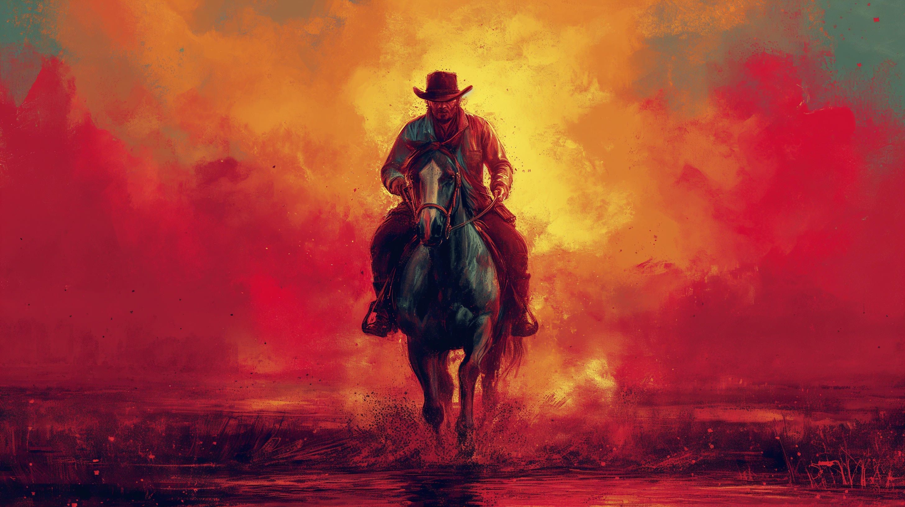 Renderman a cowboy riding a horse in the style of surrealism mi 09d3b957 917b 4f0a 8161 223e0af19e99