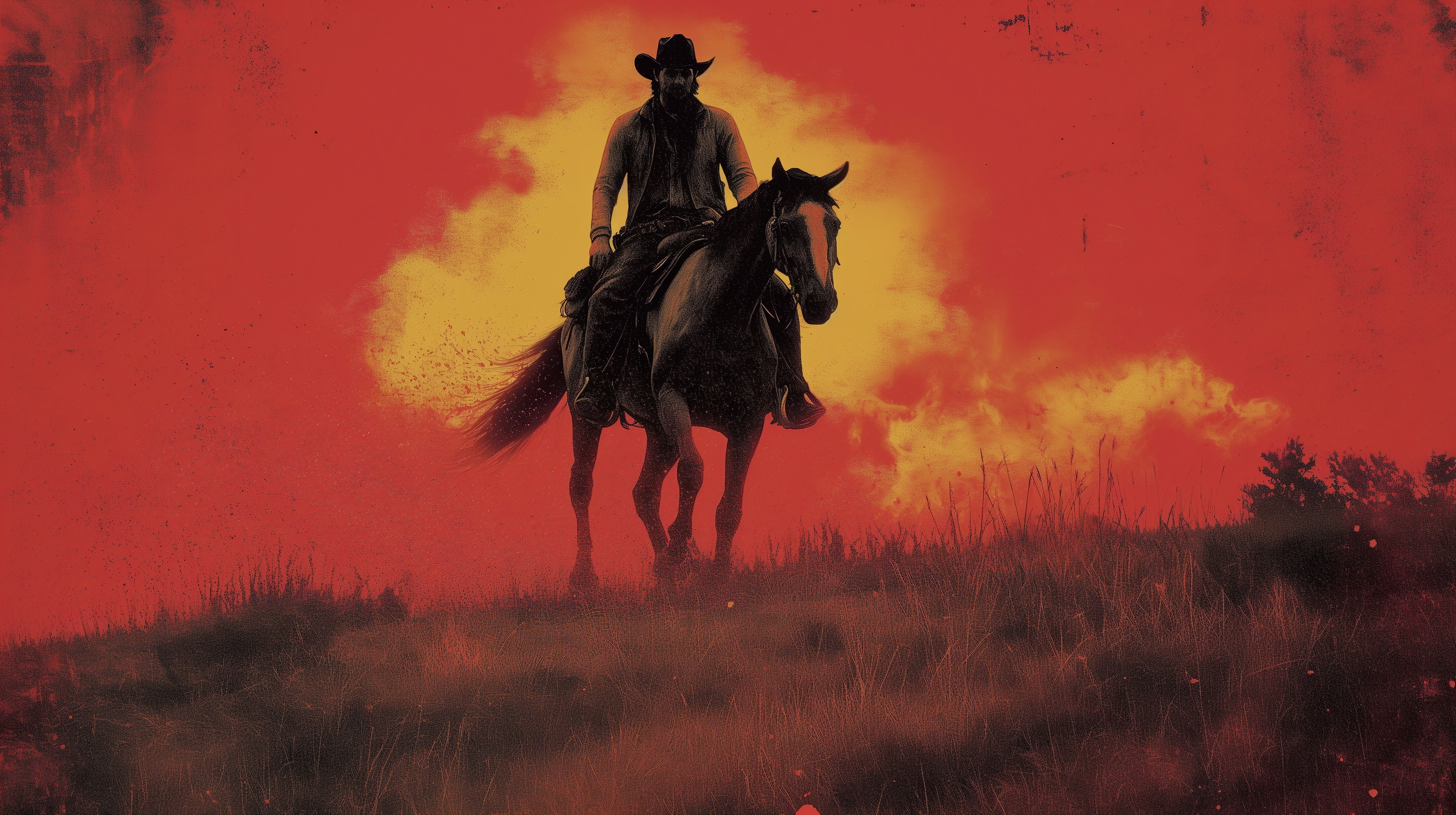 Renderman a cowboy riding a horse in the style of surrealism mi b7089737 bda8 47f4 ada2 0d82eb618437