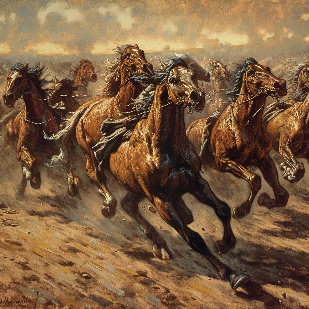 Renderman a detailed painting of horses galloping on mars in  e23d2b2b feb1 4d8f b588 59abe676da44 3