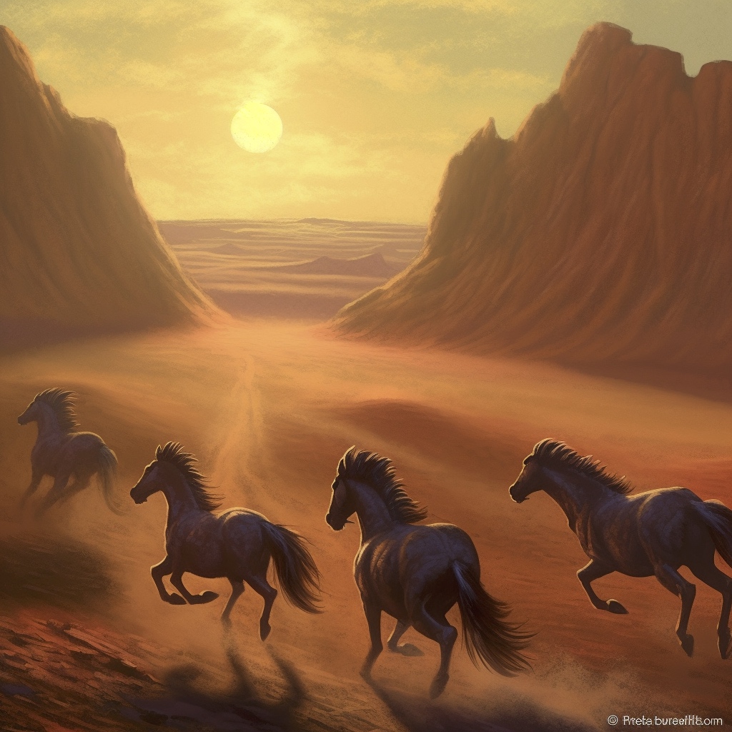 Renderman a detailed painting of horses galloping on mars in th 1a700bdd 180a 4c4b a94c 79c86c376c22