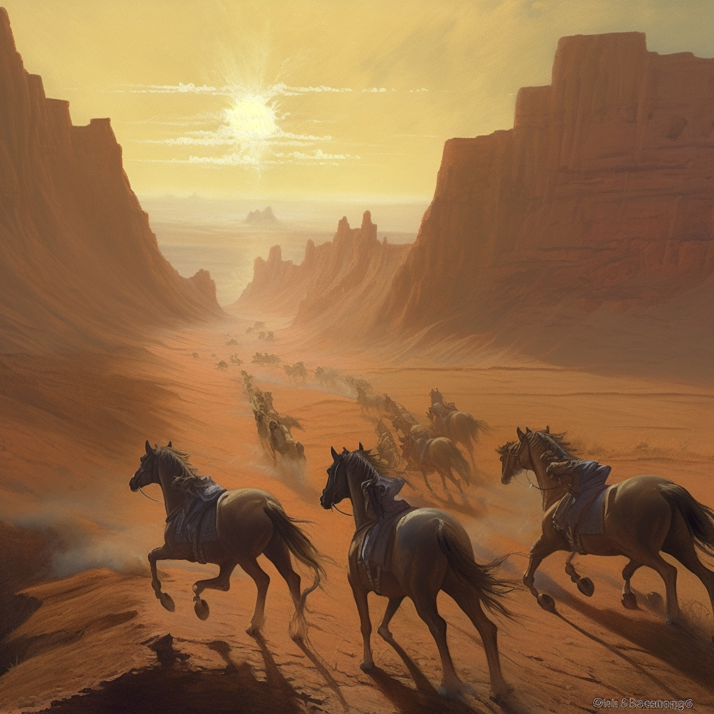 Renderman a detailed painting of horses galloping on mars in th 45ae03ca ca8e 4708 8552 87afacf58eca