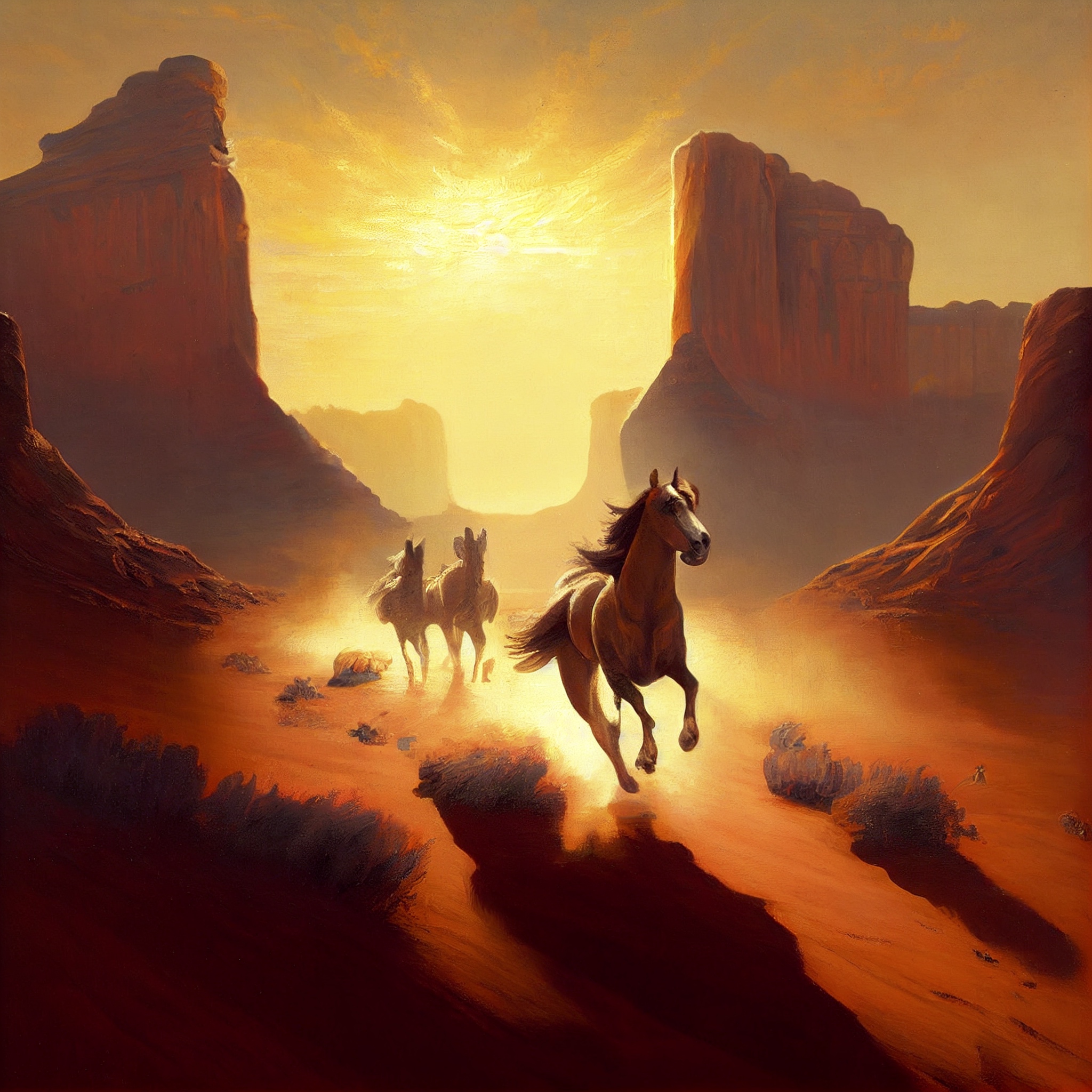 Renderman a detailed painting of horses galloping on mars in th 8299162b 0749 4f8d 88ae 285999f84d7b