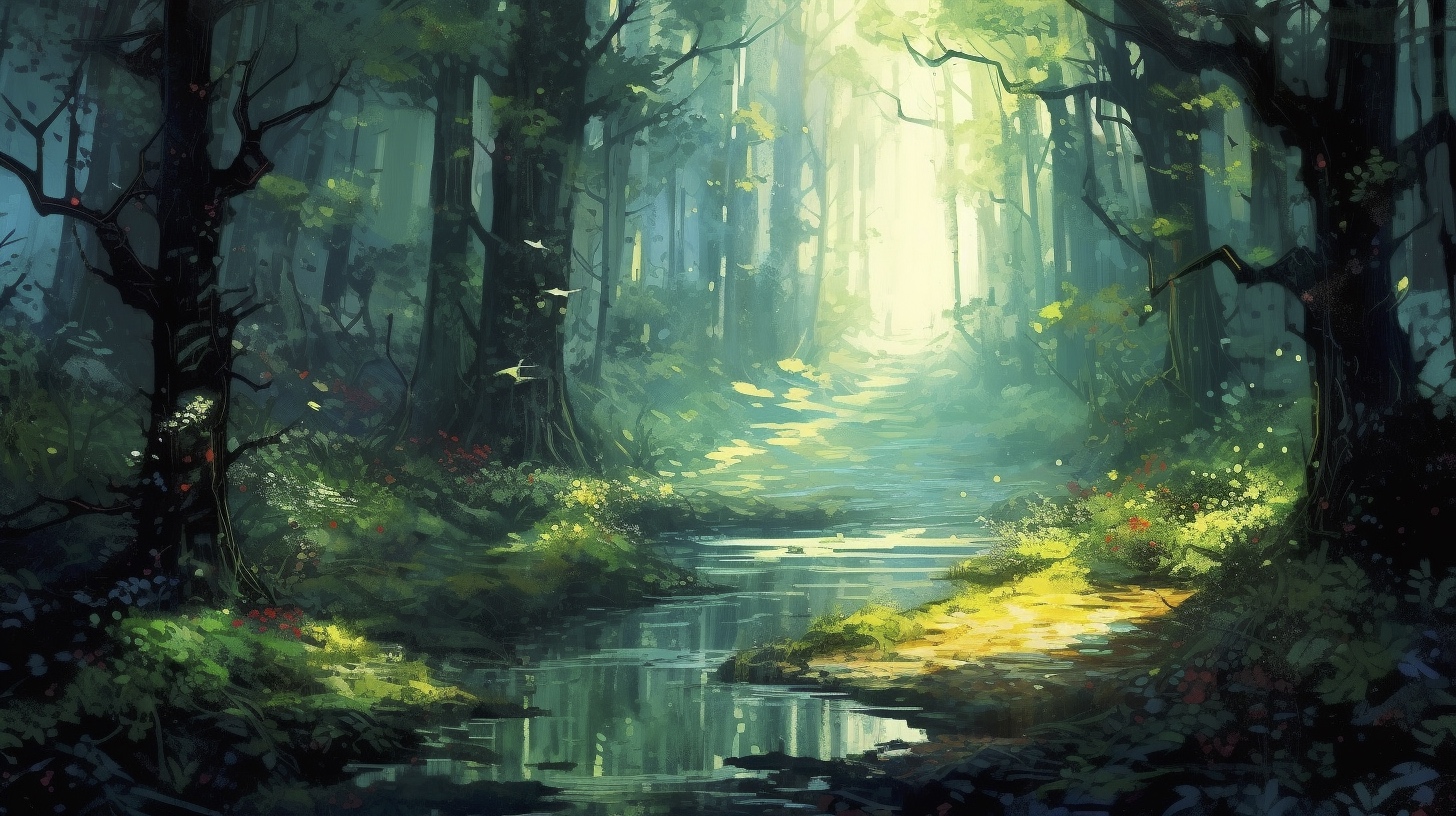 Renderman a forest  in the style of the Art Infomel   ar 169    d4a50bbc cc6d 425e a14b dfdc3d7372b0