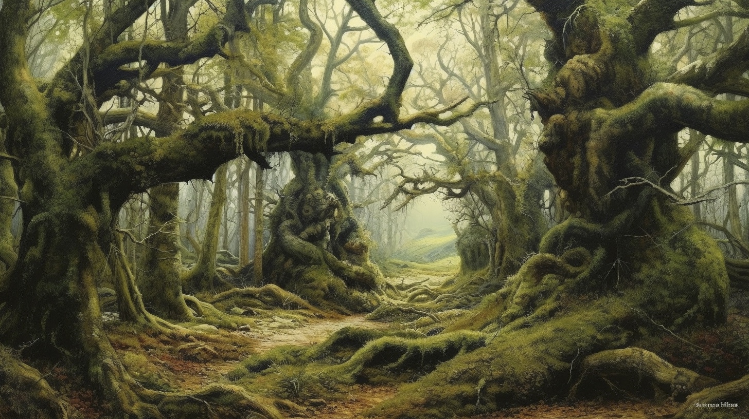 Renderman a forest  in the style of the Metaphysical art moveme 81b48020 5fb5 49ee 8ea5 28cb2efe076c
