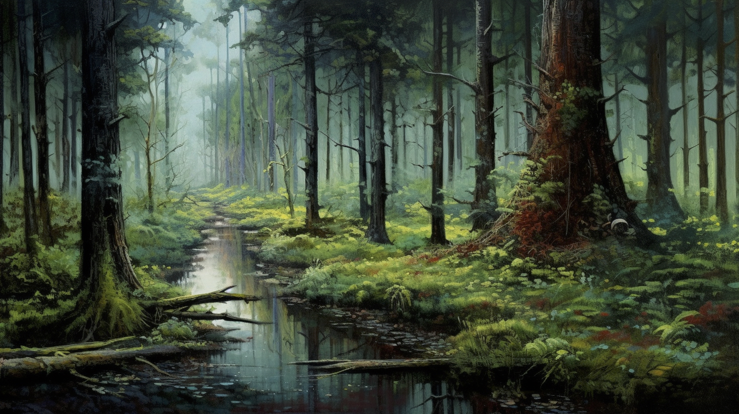 Renderman a forest  in the style of the Metaphysical art moveme cbe52b23 0ee4 4e74 8744 a86eb259d547