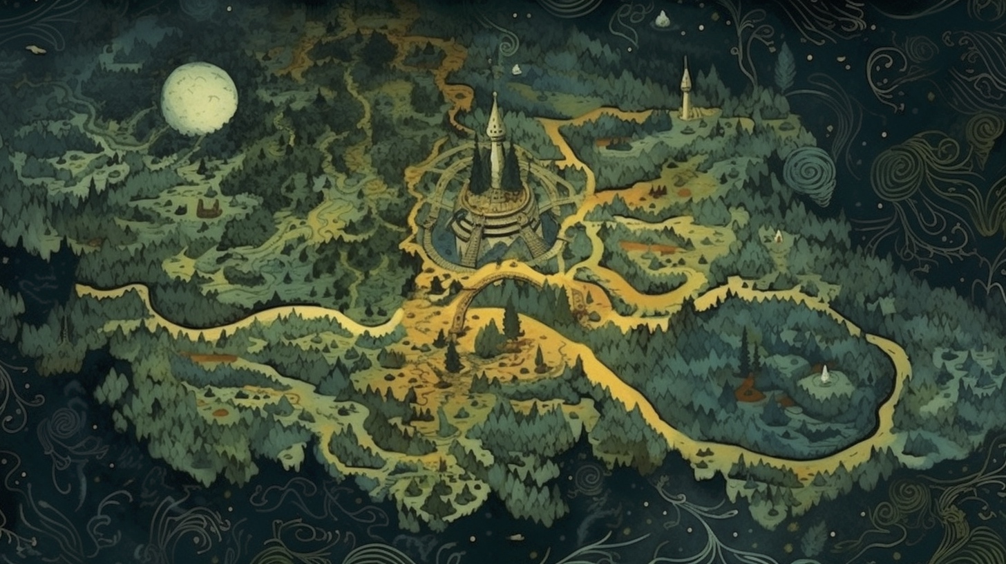Renderman a forrest  in the style of cartography art flourish 2 49c77e29 78b4 43b7 9c64 ef7932fa6edd