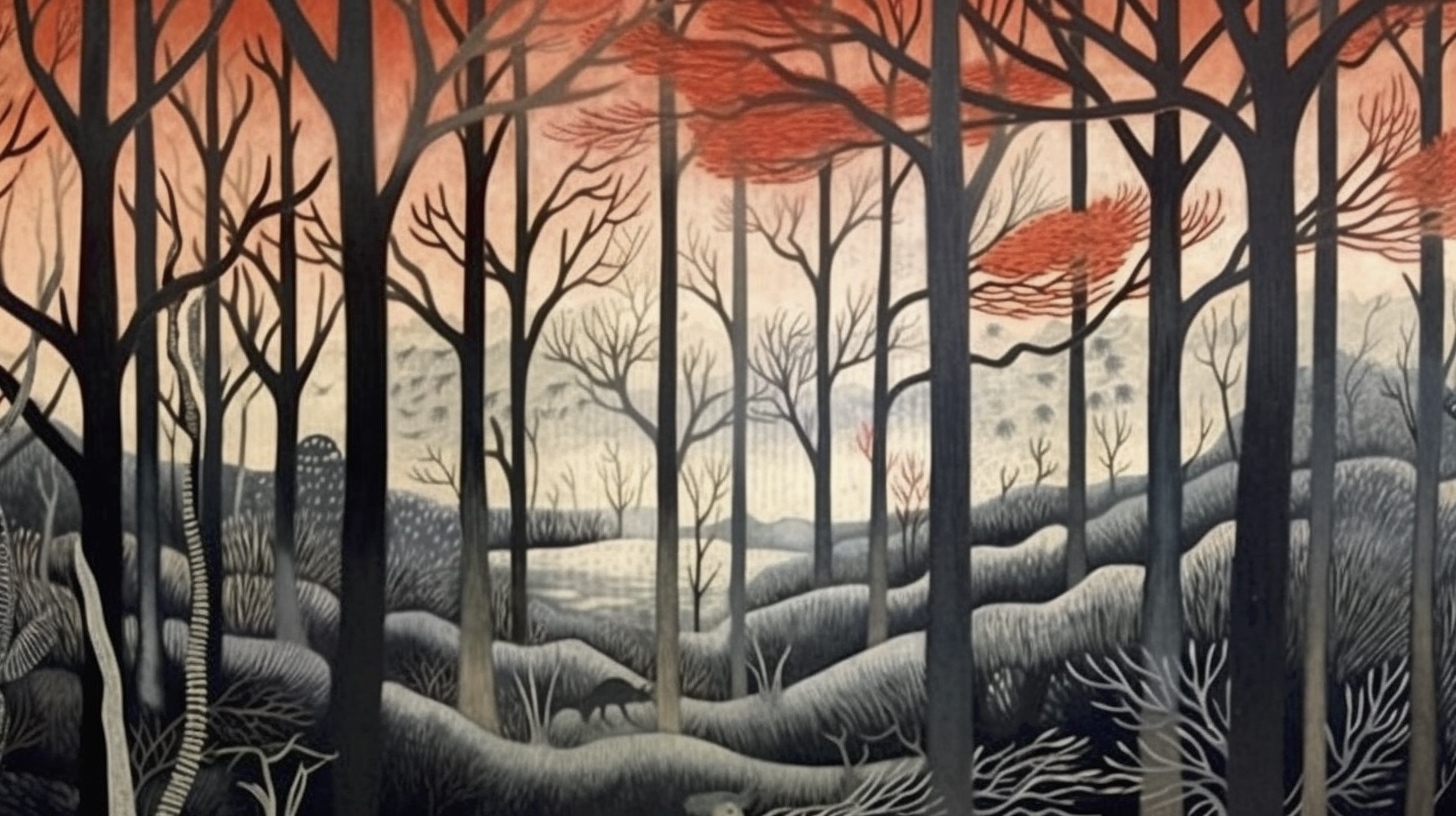 Renderman a forrest  in the style of woodblock printing 2   a e5f48f58 1b00 4352 b3a4 aa370fc4f0ab 3