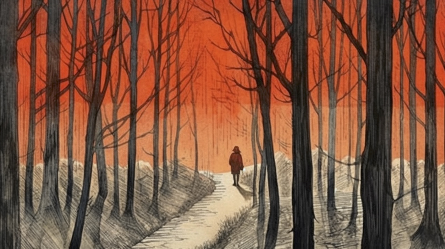 Renderman a forrest  in the style of woodblock printing 2   ar  ceafdc79 0fb8 4444 8414 dadd0760bf69