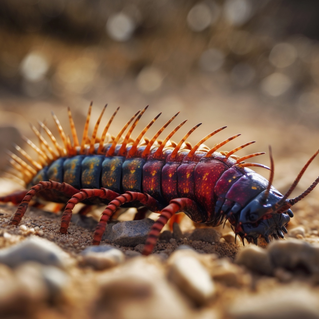 Renderman a highly detailed photograph of a centipede crawling  77f73fb2 ff8c 497e 9e56 880cabdeeb31