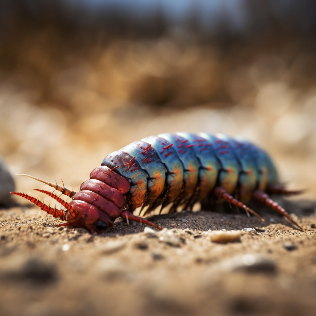 Renderman a highly detailed photograph of a centipede crawling  7add6bb3 9555 4422 9058 cd0bcf917553