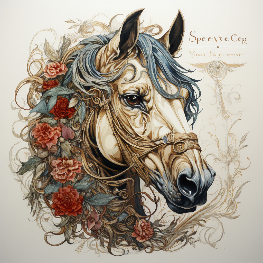 Renderman a horse in the style of Spencerian Script   quality 52b76702 3fe2 4d16 8b5e a9a13a2409df 1