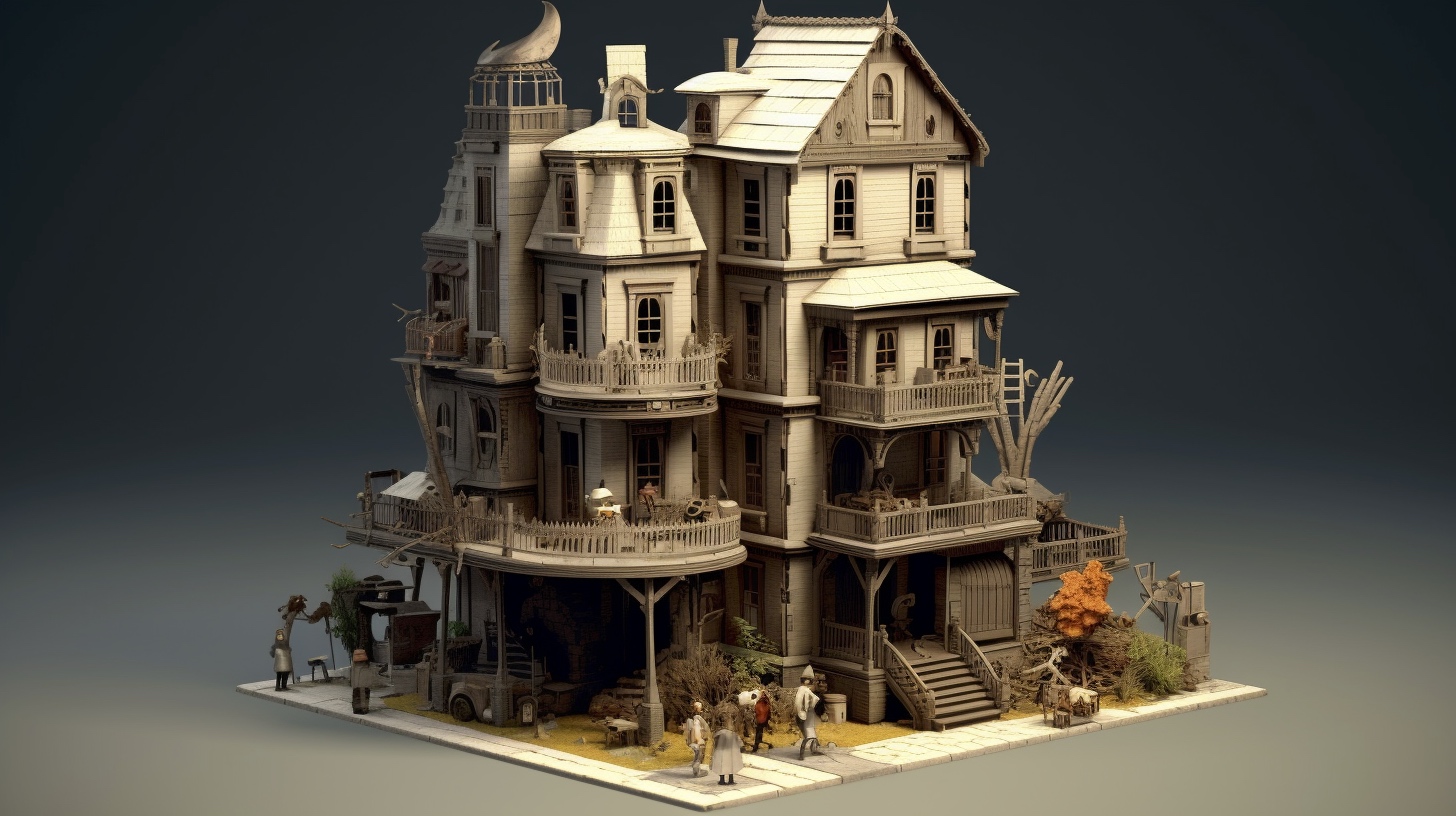 Renderman a house  in the style of the Ashcan School 2  isometr a83110b4 f8b2 4930 bc22 fe7aaf489088