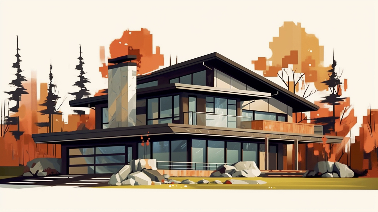 Renderman a house in the style of Gothic and Midcentury Modern  3effef44 d66a 48dc 9e78 3a3c3149b1df