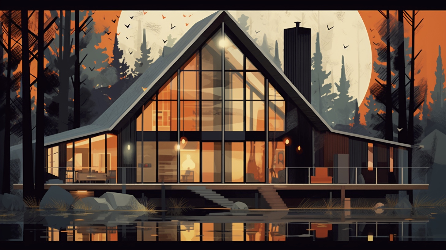 Renderman a house in the style of Gothic and Midcentury Modern  9bbfa235 6839 4e05 a594 d22017b2532b