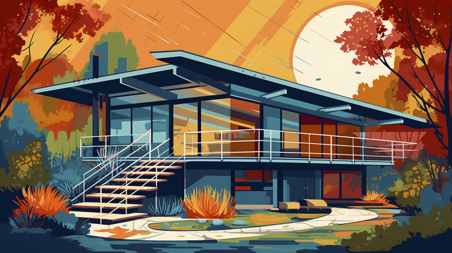 Renderman a house in the style of Midcentury Modern Illustrat 95052513 29d5 43ce 8b53 0147efc9a772 0