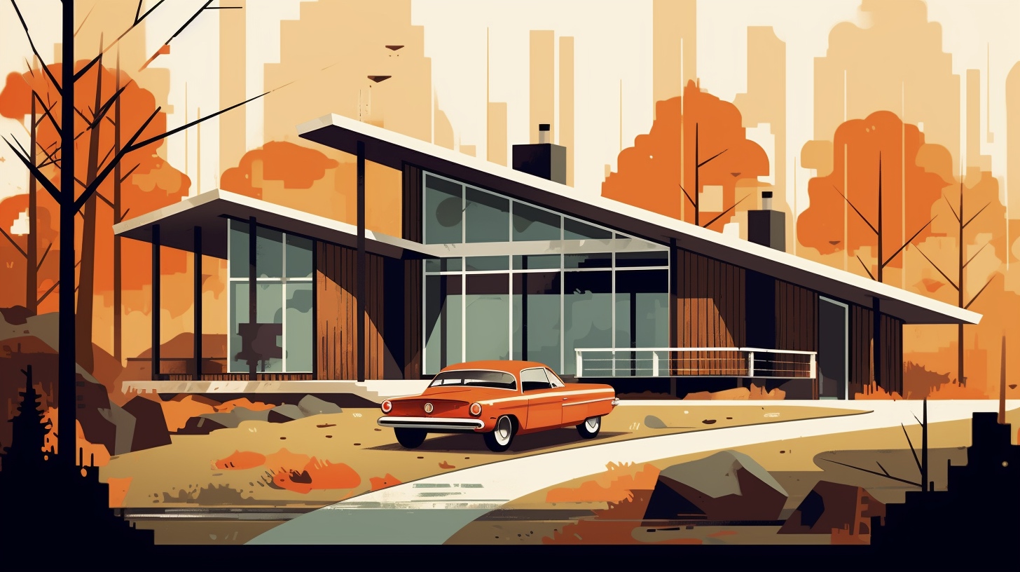 Renderman a house in the style of Midcentury Modern Illustrat 95052513 29d5 43ce 8b53 0147efc9a772 1