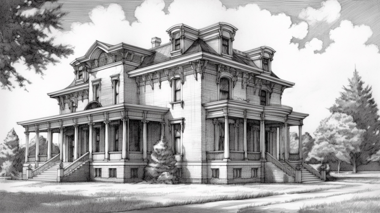 Renderman a house in the style of Spencerian Script   ar 169    00d35893 1ab0 4116 8087 1a71a803c470