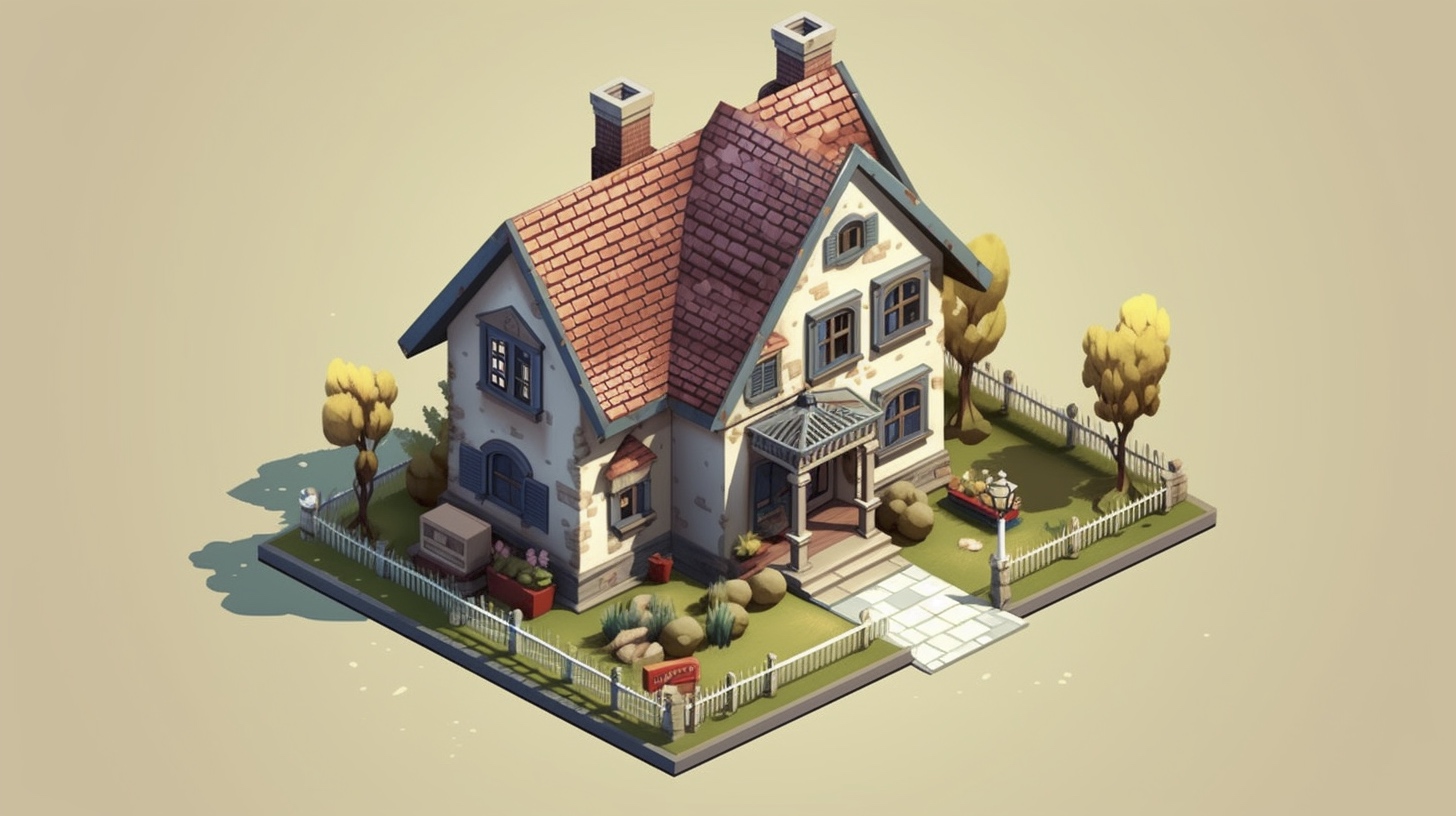 Renderman a house in the style of Spencerian Script isometric v f4f3e396 cf3e 4428 bec9 07694262bfce