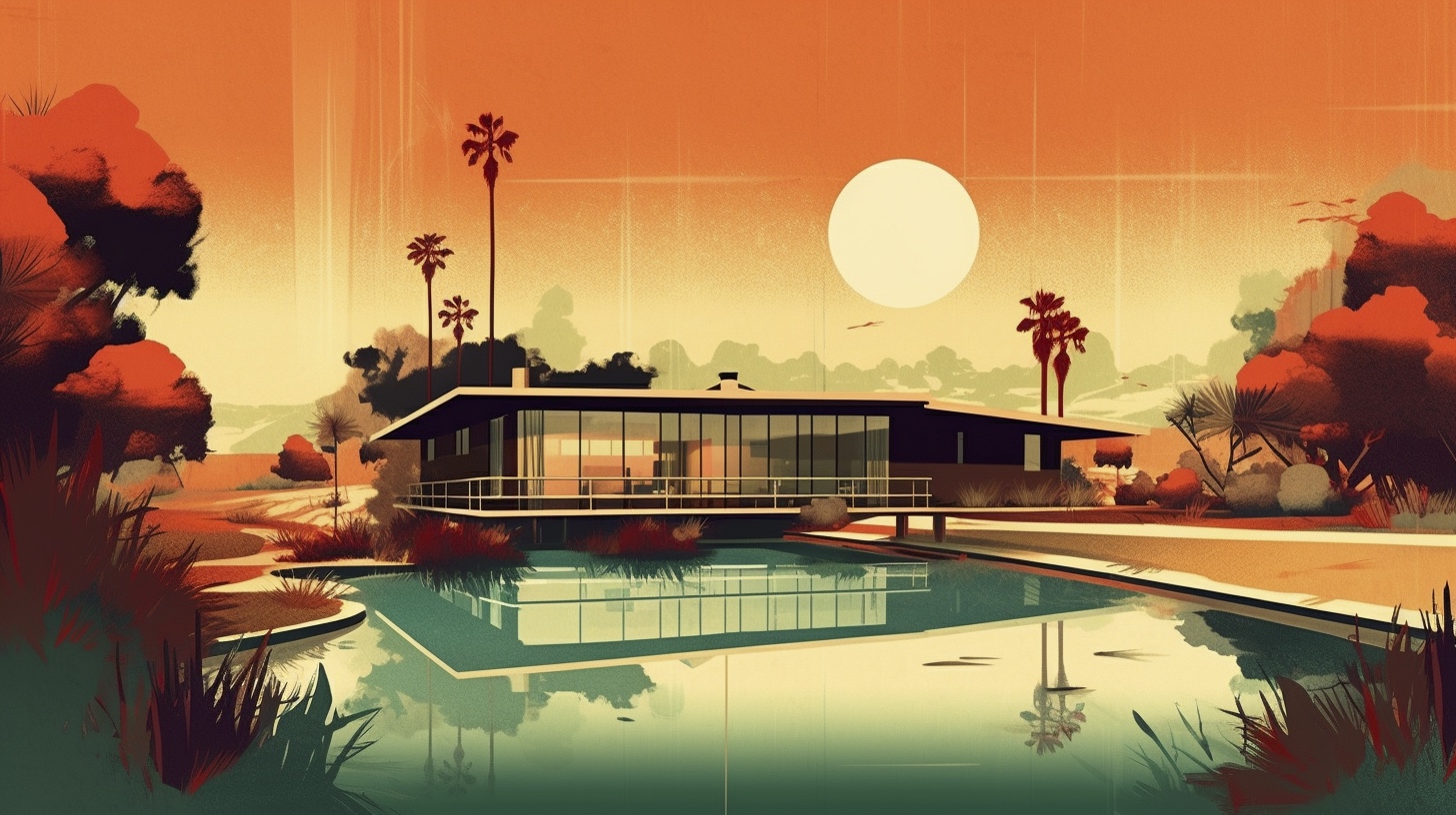 Renderman a landscape in the style of Midcentury Modern Illus 6cc3da65 1b37 44be a23a 5566cf81e3b2 2
