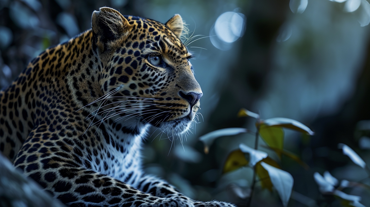 Renderman a male leopard on tree branch under the light of a  44787720 7f2d 4db0 974b ebda016121a7 0