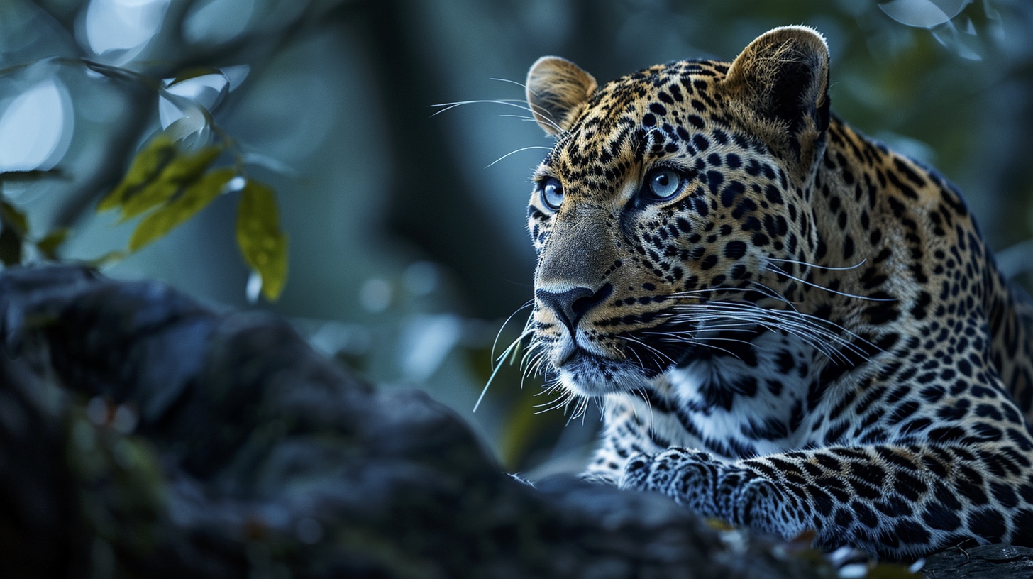 Renderman a male leopard on tree branch under the light of a  44787720 7f2d 4db0 974b ebda016121a7 1