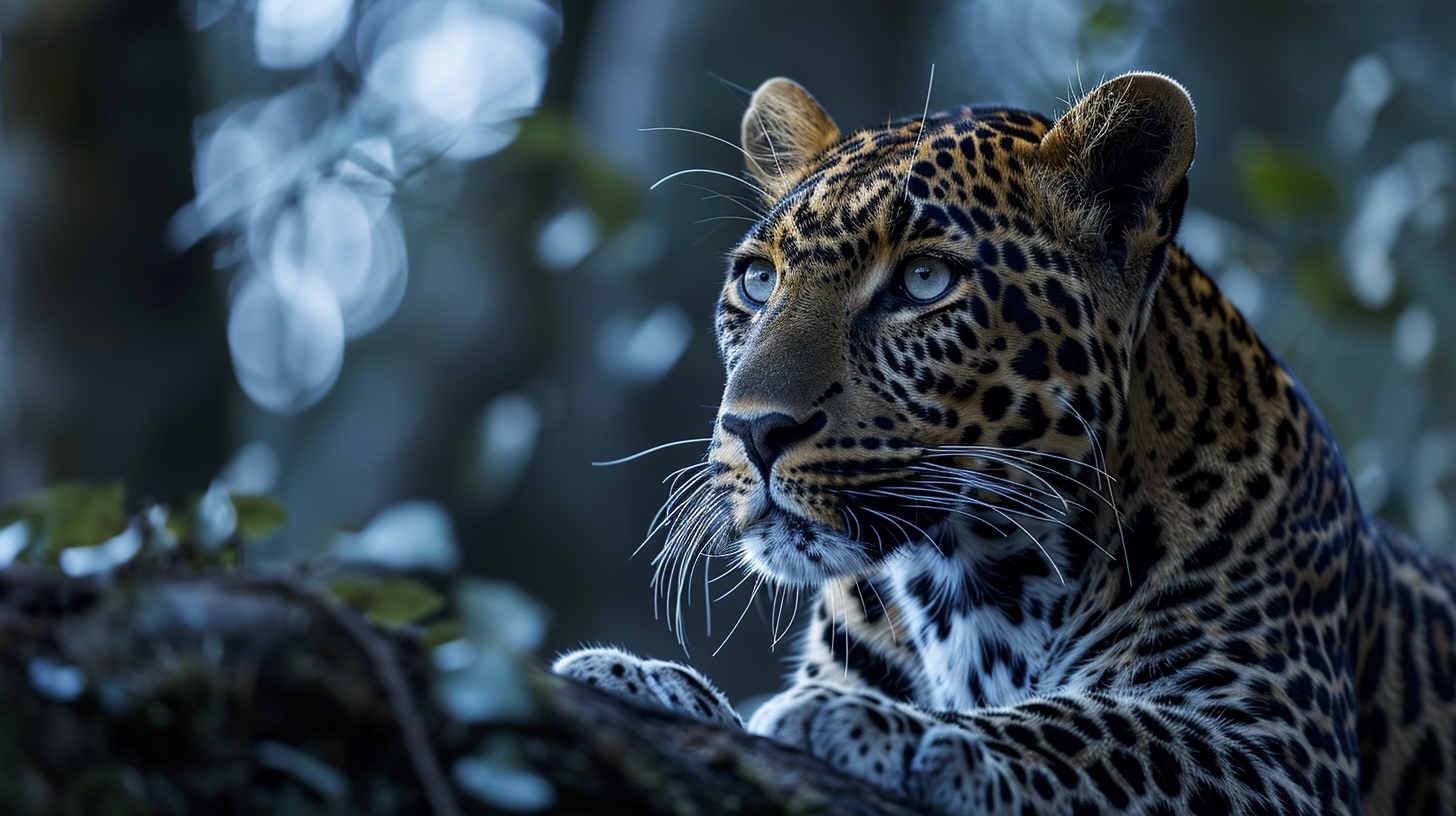 Renderman a male leopard on tree branch under the light of a  44787720 7f2d 4db0 974b ebda016121a7 3