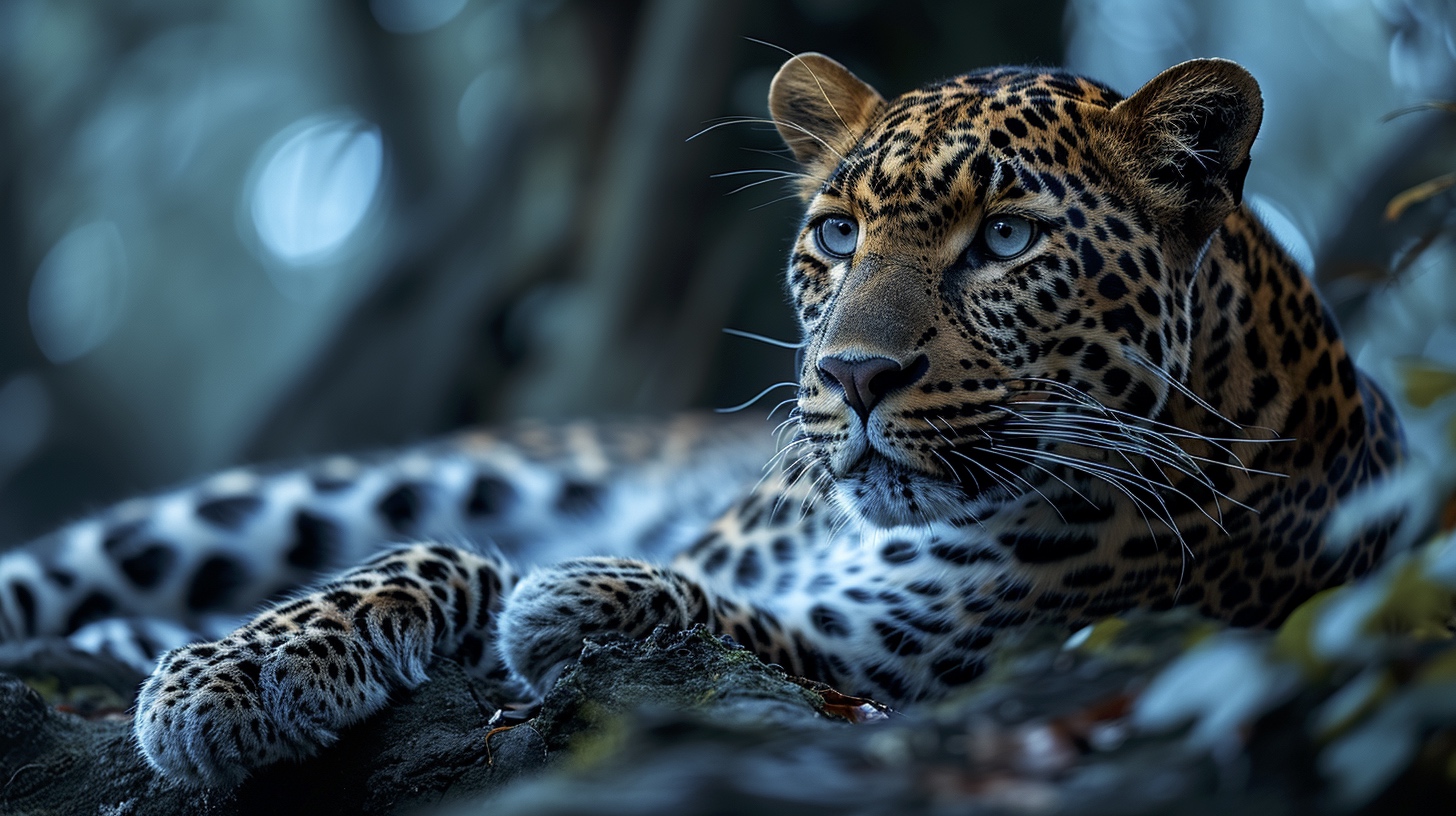 Renderman a male leopard on tree branch under the light of a  5fc6f697 5e72 4cf3 ac7b 47b5f36b5ede 0