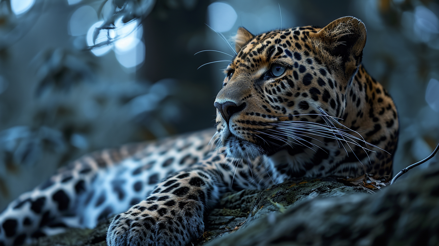 Renderman a male leopard on tree branch under the light of a  5fc6f697 5e72 4cf3 ac7b 47b5f36b5ede 2
