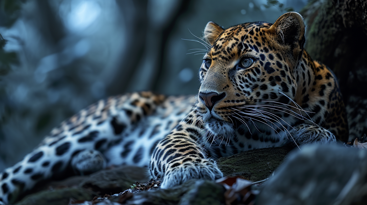 Renderman a male leopard on tree branch under the light of a  5fc6f697 5e72 4cf3 ac7b 47b5f36b5ede 3