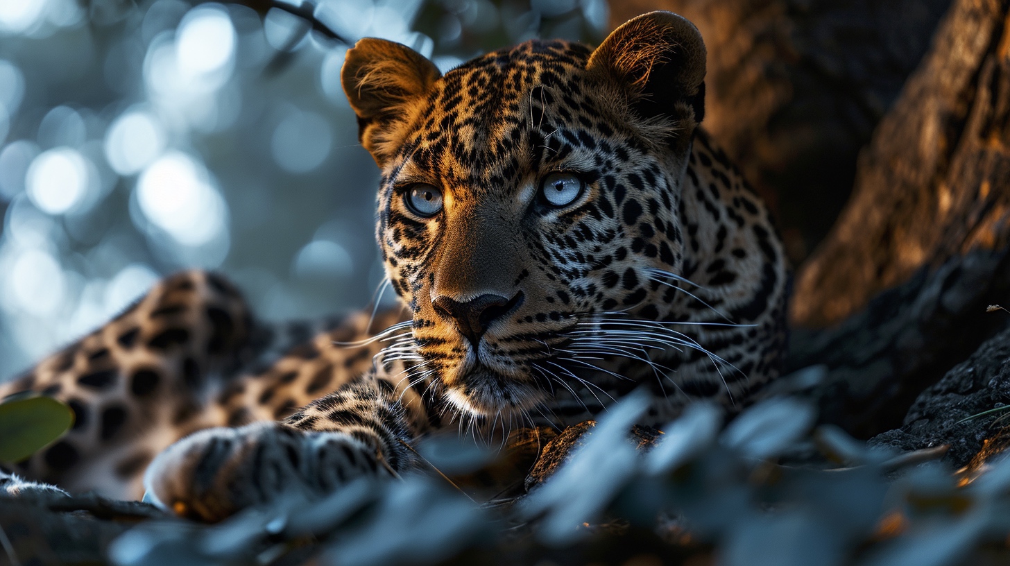 Renderman a male leopard with glowing eyes laying on tree bra 5f691c93 1e15 43b6 a998 76ae854dc153 2