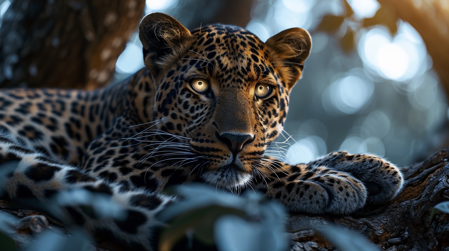 Renderman a male leopard with glowing eyes laying on tree bra c46655ea 25c2 43f2 bc5d 5c17a2a2f394 1