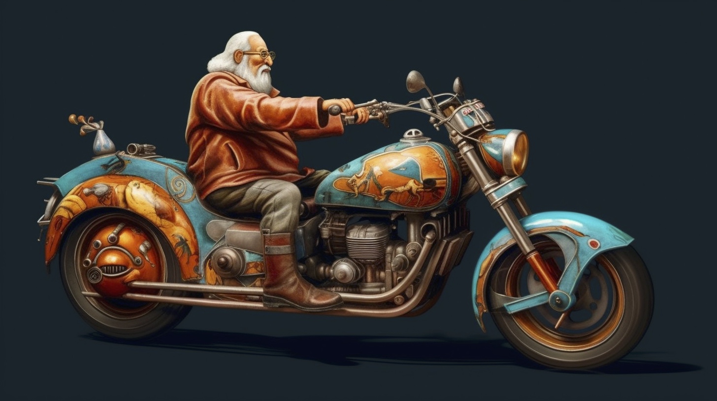 Renderman a motorcycle  in the style of the mannerism   ar 169  8640c866 b434 4118 8ff0 532bdbad18c6
