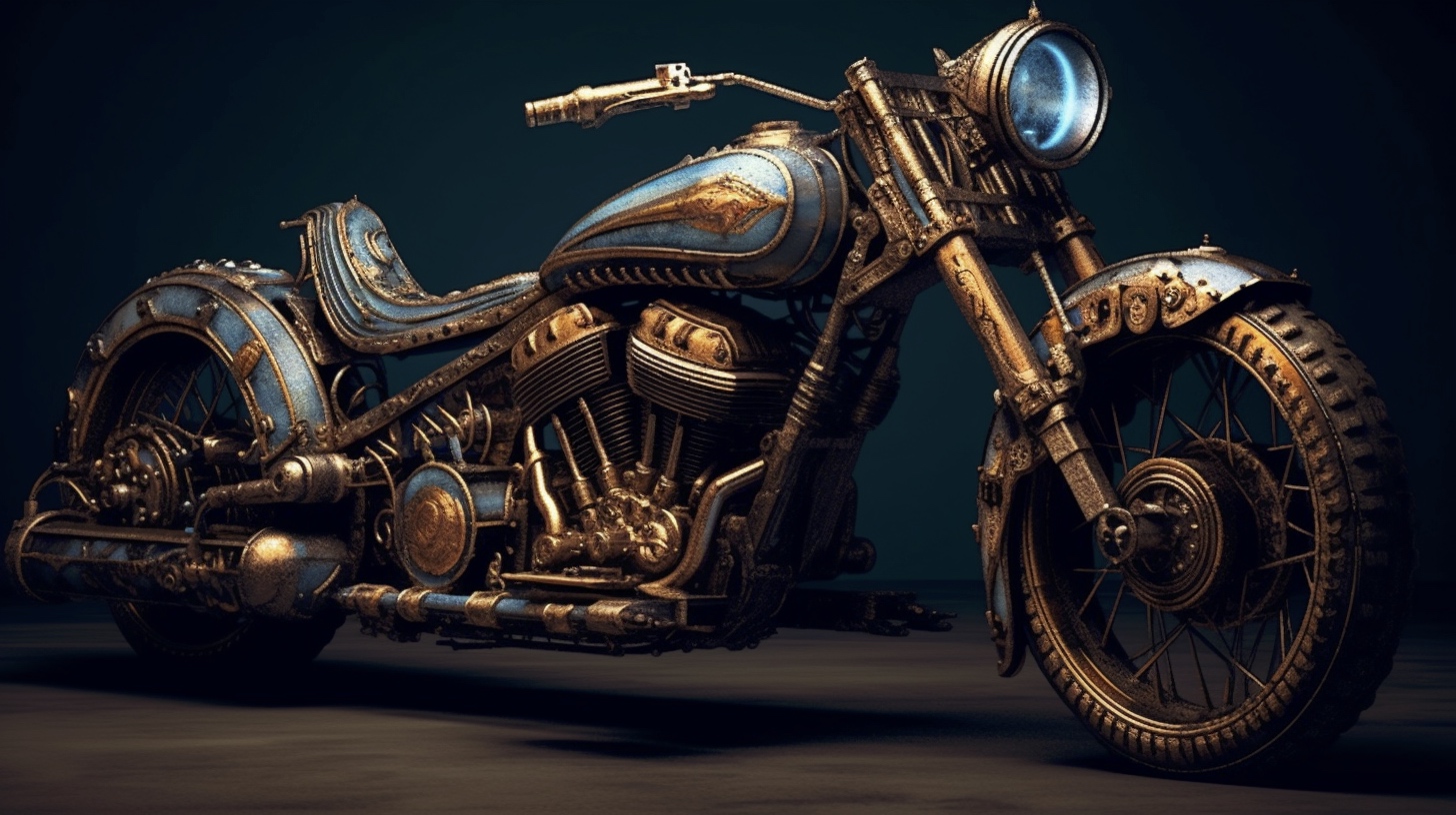 Renderman a motorcycle  in the style of the tenebrism   ar 169  3c1128b4 0de9 4bf3 97e9 d6da6b1e0397