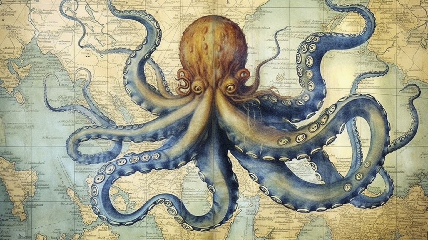 Renderman a octopus  in the style of cartography art flourish 2 26856df4 d643 4a2c 8421 38c7c3f256bf
