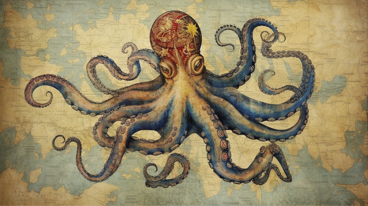 Renderman a octopus  in the style of cartography art flourish 906670f8 370f 4fd2 bf34 8a9a64eeb52b 2
