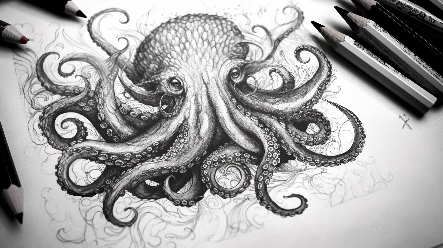 Renderman a octopus  in the style of spencerian script   ar 1 41f3e32d ab7c 40ef 918c 195d1337454b 0
