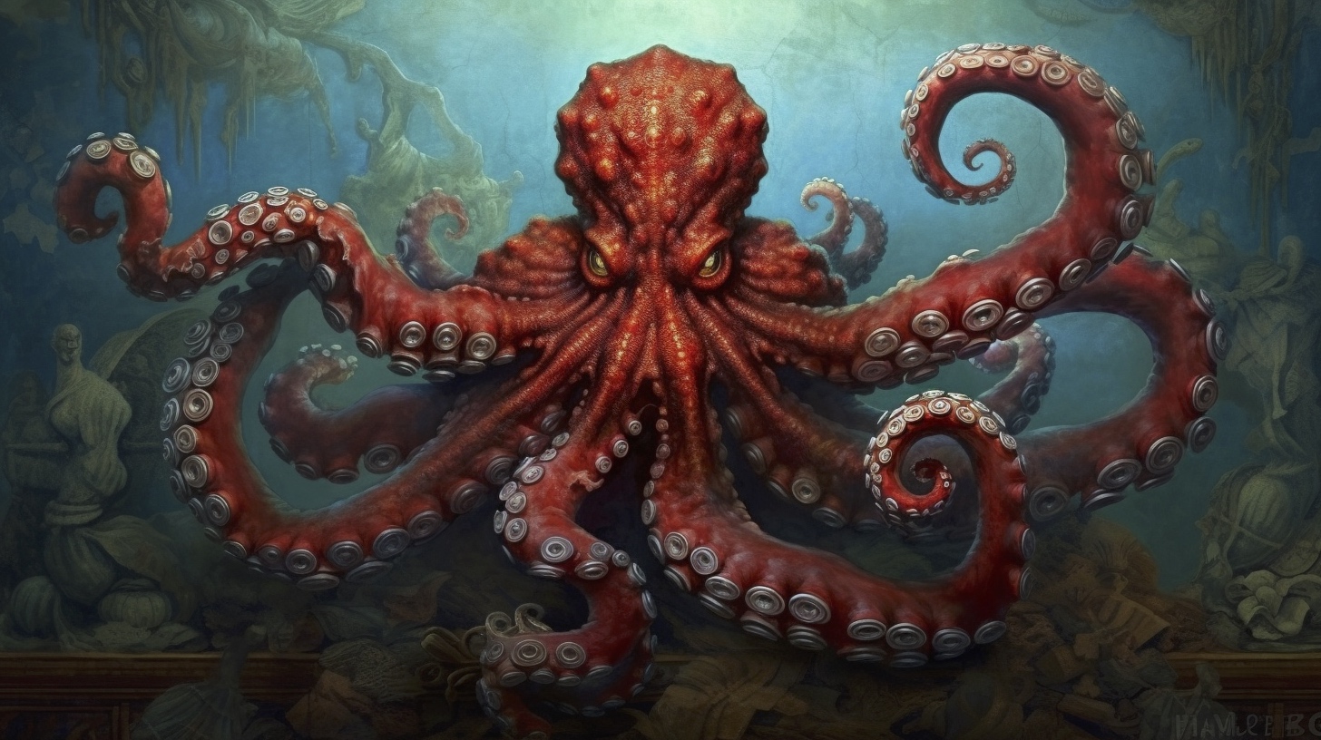 Renderman a octopus  in the style of the Grasaille   ar 169   q 61baead7 9651 4f0a 9f6a 248acc00dfba