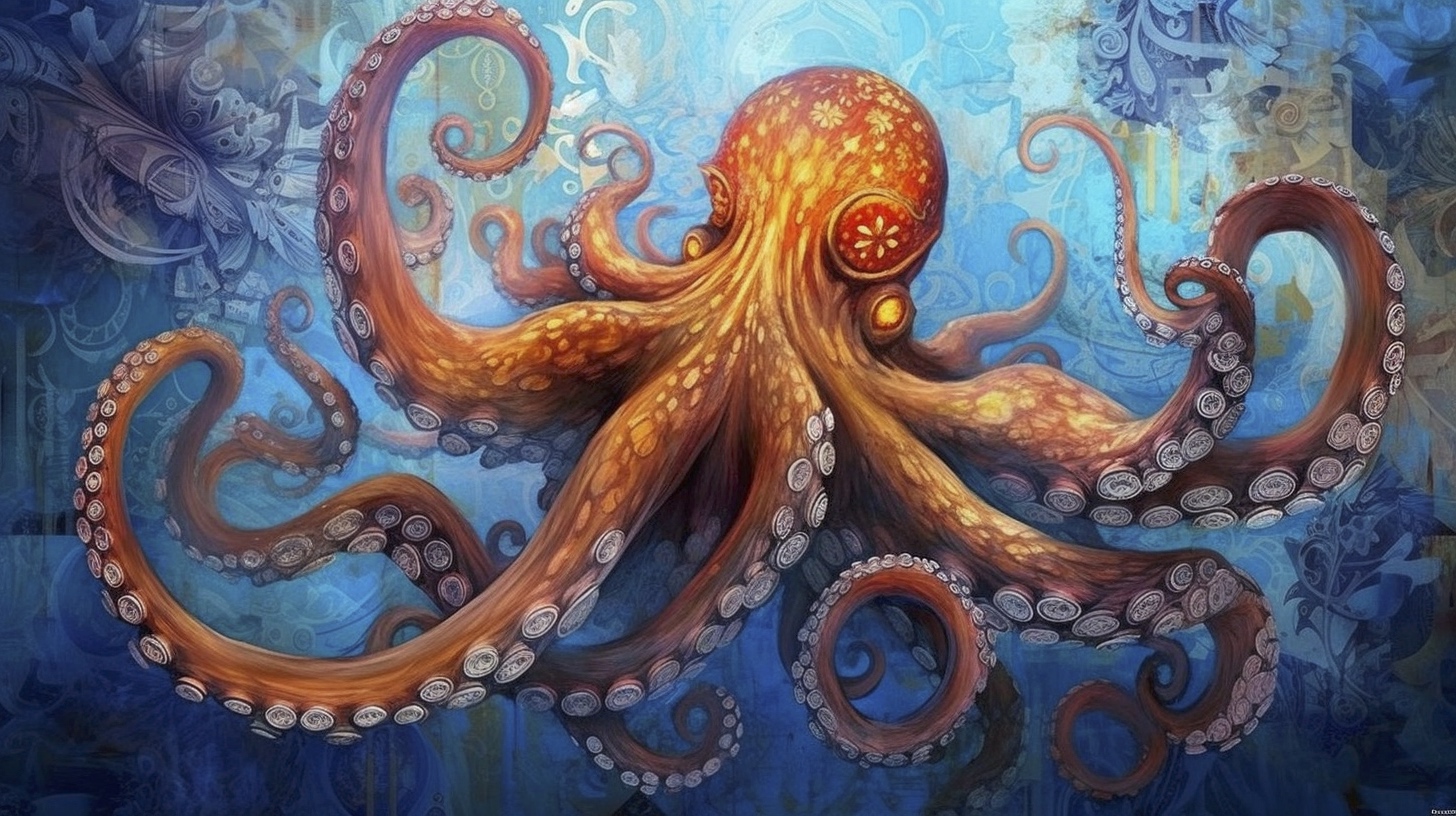 Renderman a octopus  in the style of the Metaphysical art movem 1c328ad0 f823 42bc 8d89 5c5f43c85577