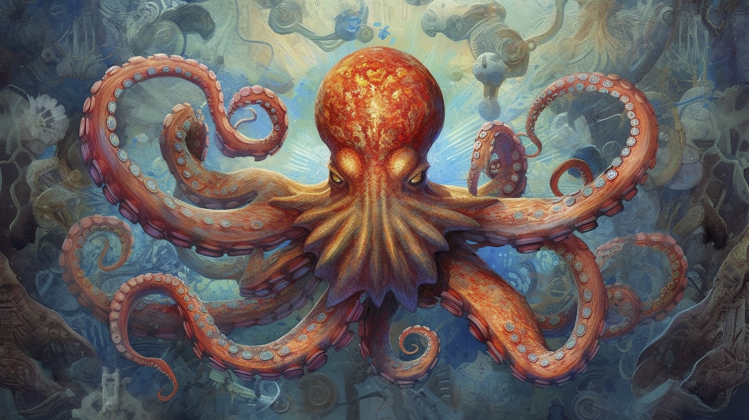 Renderman a octopus  in the style of the Metaphysical art movem c7004257 931a 4d74 b7fd 2b93a904a382