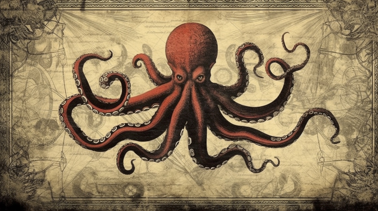 Renderman a octopus  in the style of woodblock printing 2   a 05ed318b 746a 47b7 b736 1c78a3cc3a7c 2