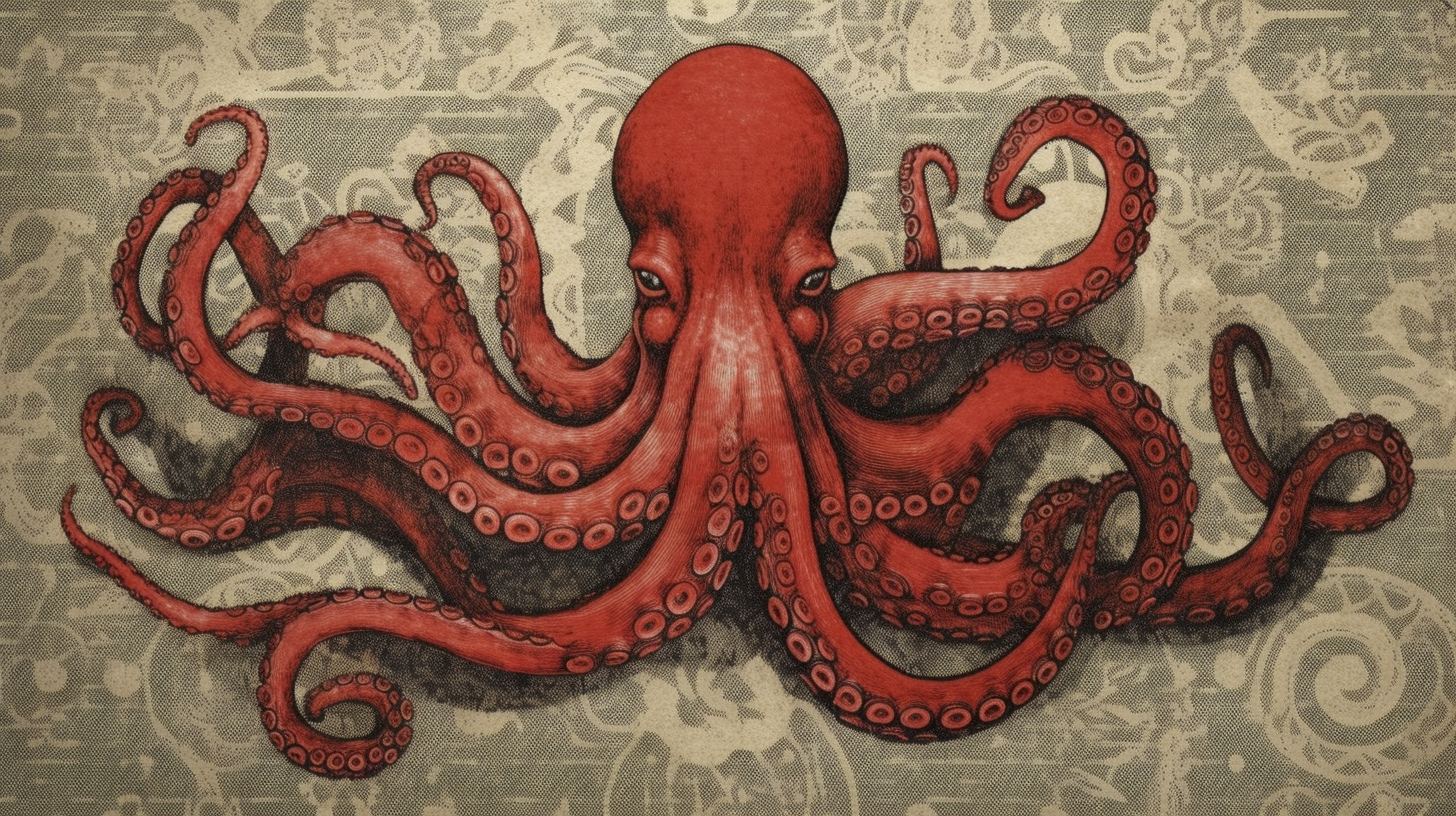 Renderman a octopus  in the style of woodblock printing 2   ar  fab2863b 5faa 4206 80f3 61d29daa8c6d