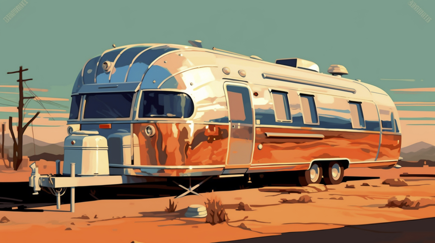 Renderman a painting of a Airstream travel trailer  painted i 35963ed8 10a1 4f21 a6b3 6e3744d8a63e 3